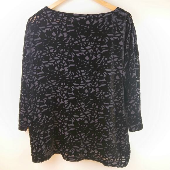 Eileen Fisher SZ XS Silk Blend Velvet Vines Burnout Blouse 3/4 Sleeve - Picture 6 of 7